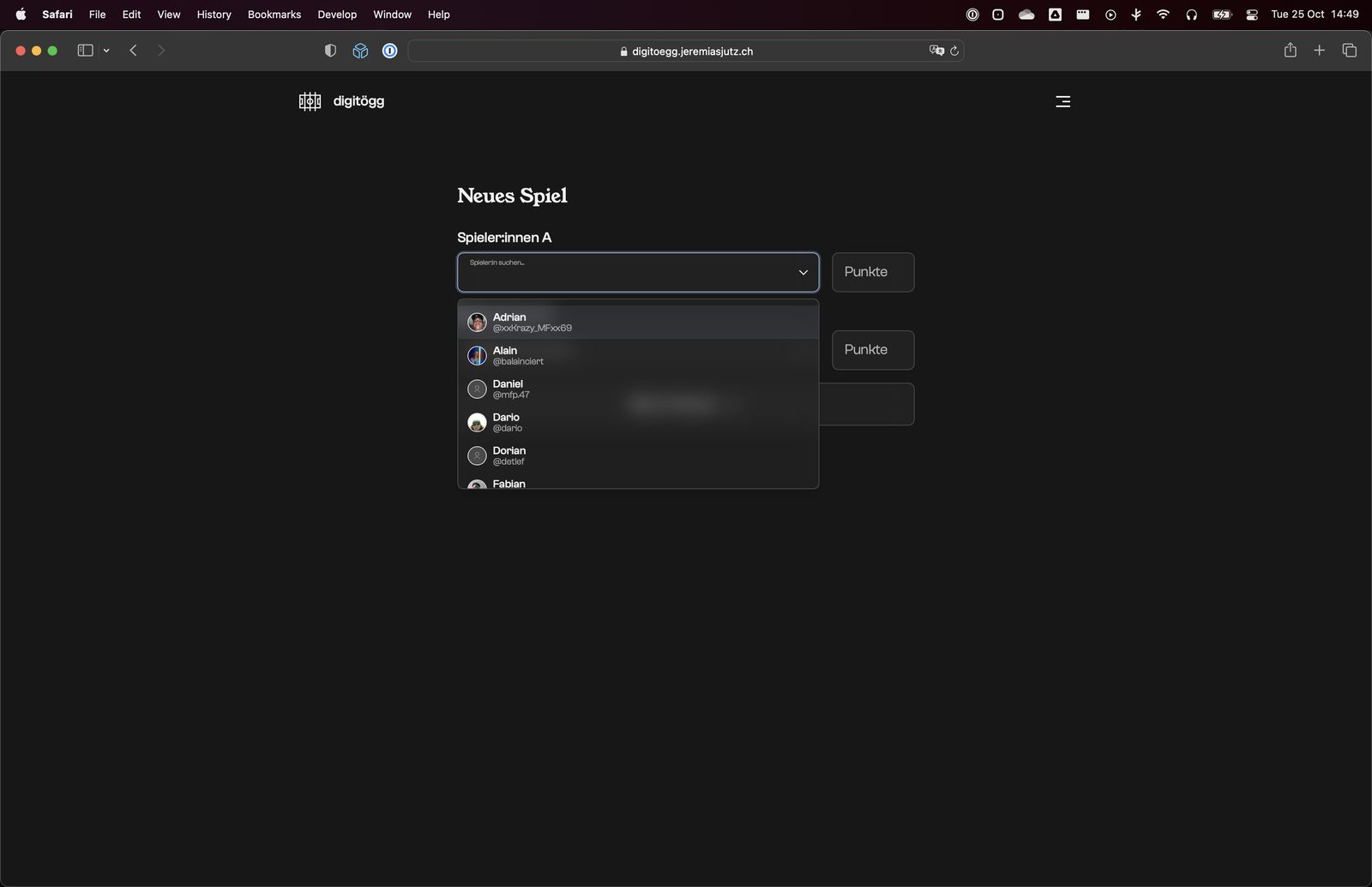 Neues Spiel erfassen Desktop