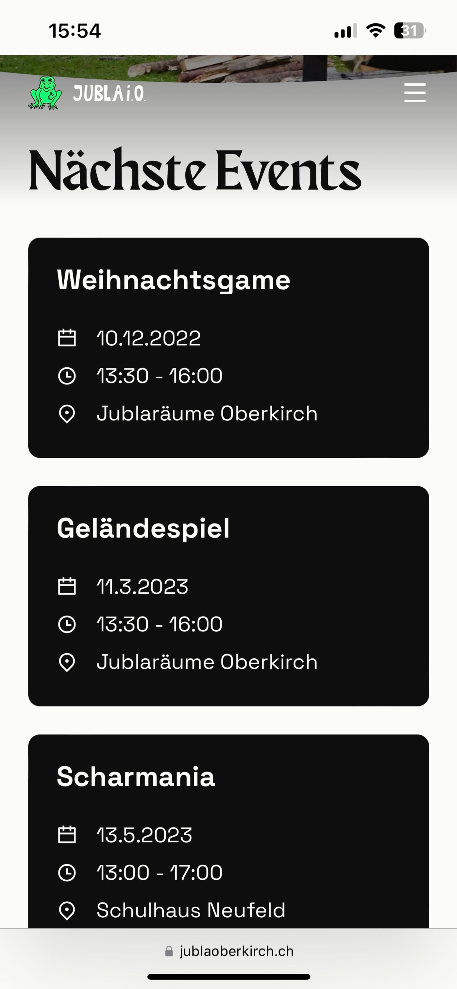 Nächste Events auf der Startseite Mobile (neu)